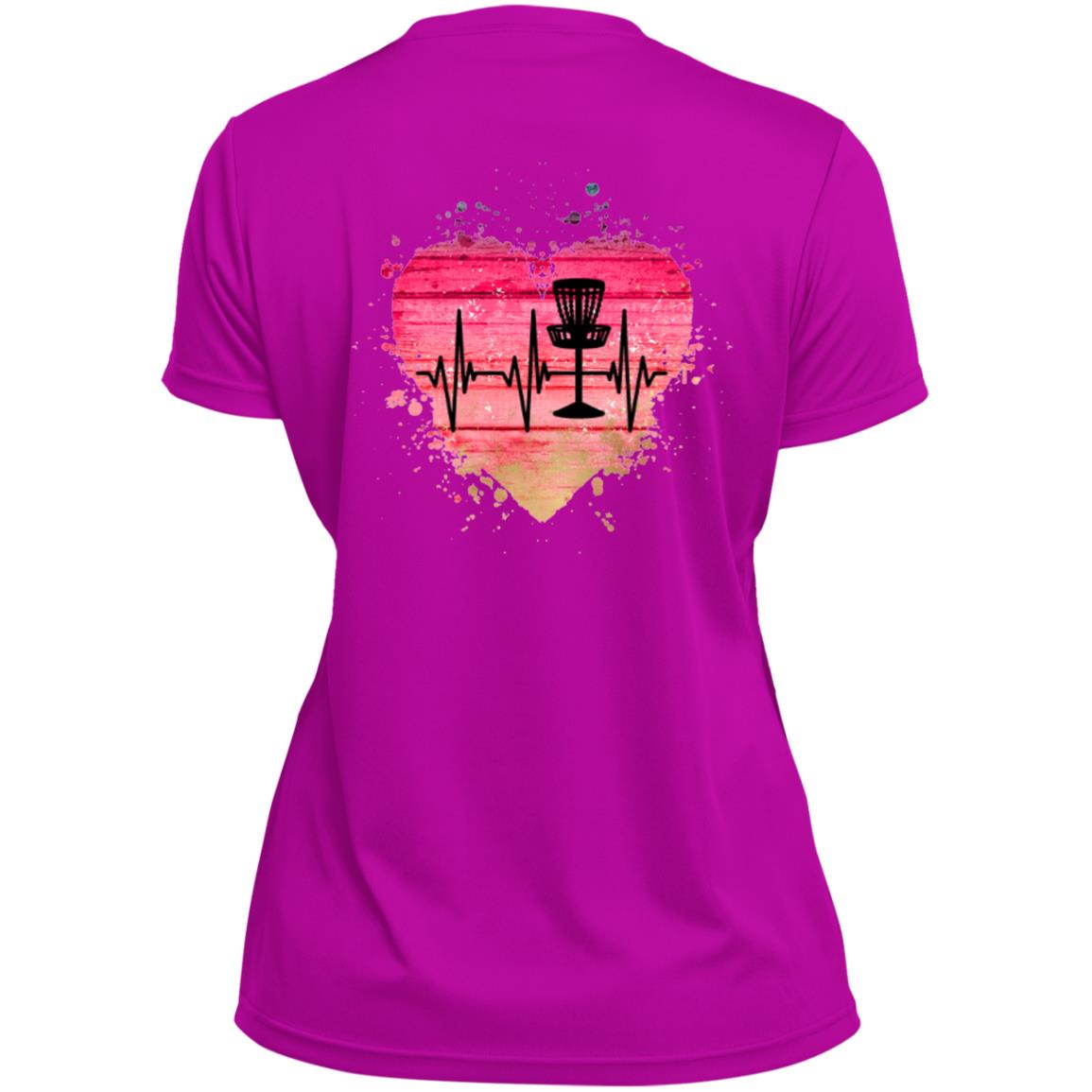 Pink Heart of Disc Golf Ladies’ Moisture-Wicking V-Neck Tee