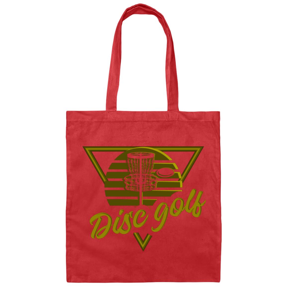 Red & Gold Retro 80's Disc Golf Tote Bag | Canvas Tote | Disc Golf Gift Tote Bag