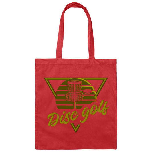 Red & Gold Retro 80's Disc Golf Tote Bag | Canvas Tote | Disc Golf Gift Tote Bag