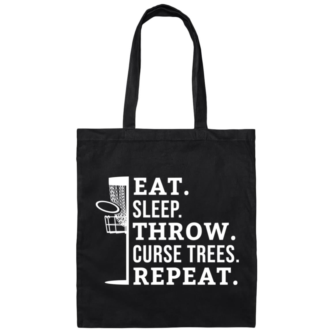 "Eat, Sleep, Throw, Curse Trees,  Repeat" Disc Golf Tote Bag | Canvas Tote | Disc Golf Gift Tote Bag |