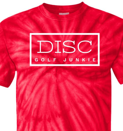 Red "Disc Golf Junkie" 100% Cotton Tie Dye T-Shirt
