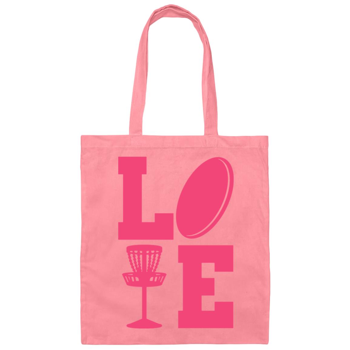 Hot Pink "Love Disc Golf Basket" Tote Bag | Canvas Tote | Disc Golf Gift Tote Bag |