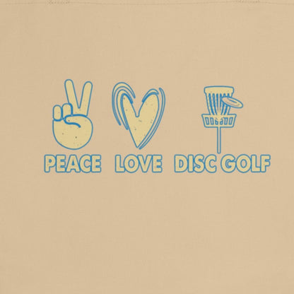 Organic Cotton | Disc Golf Tote Bag | "Peace, Love, Disc Golf" Basket Tote Bag