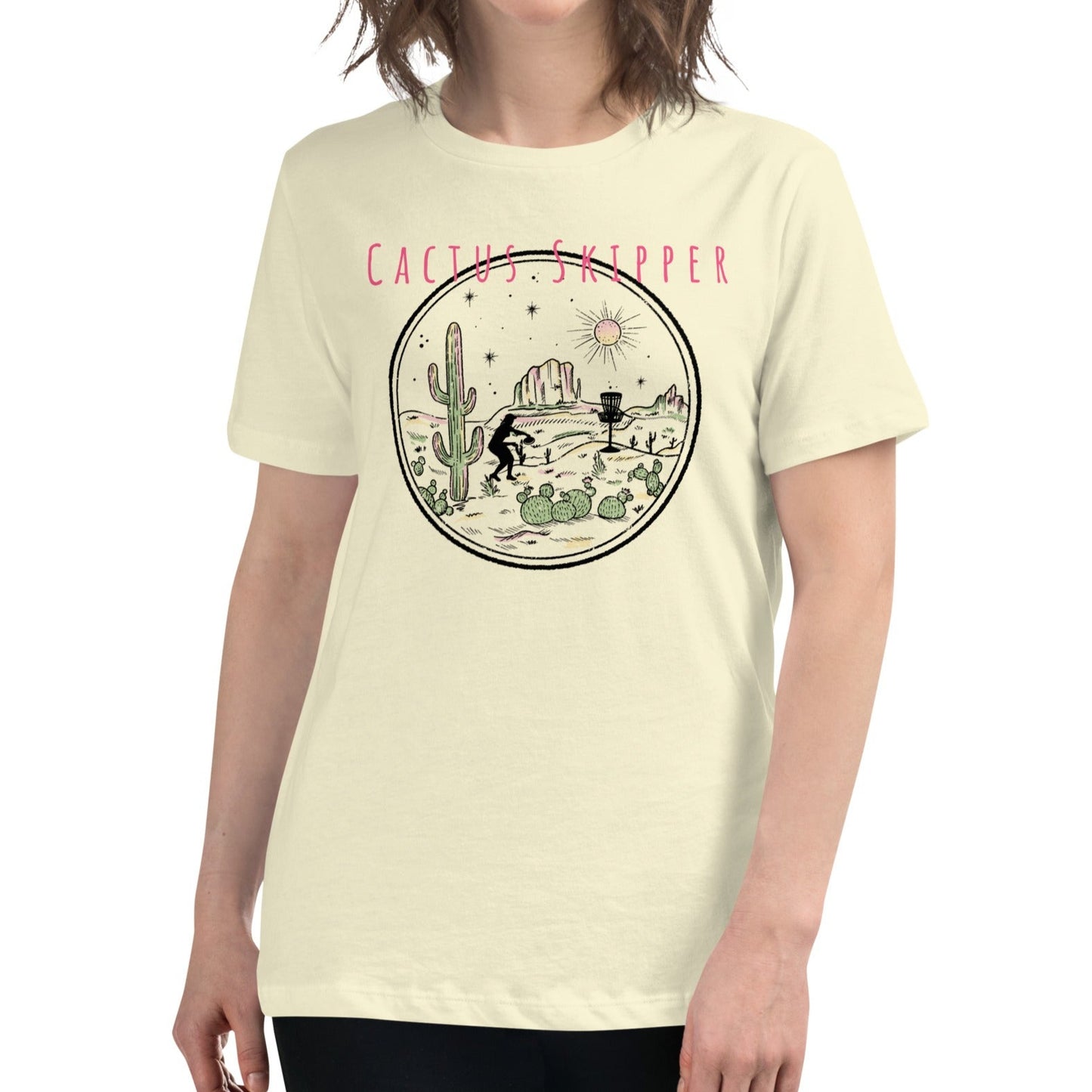 Women's Dessert Disc Golf 'Cactus Skipper" Relaxed Disc Golf T-Shirt