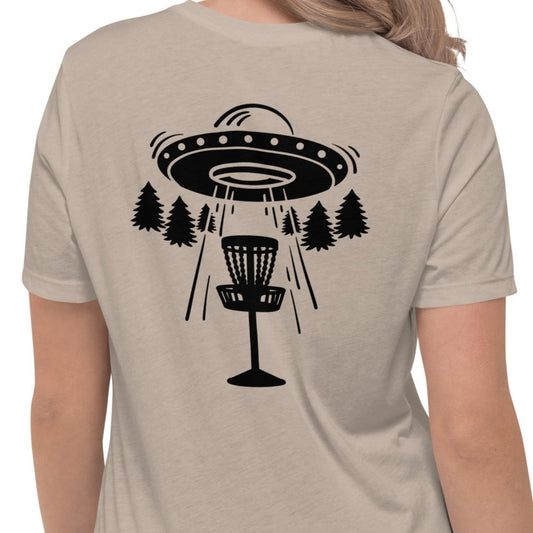Women's "UFO' Disc Golf Basket Abducted Relaxed Disc Golf T-Shirt